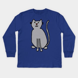 Cat Silver Kids Long Sleeve T-Shirt